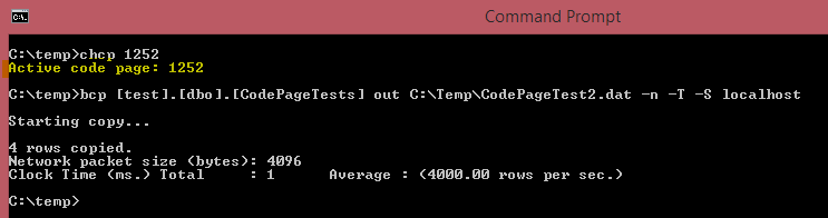 BCP - Set active code page